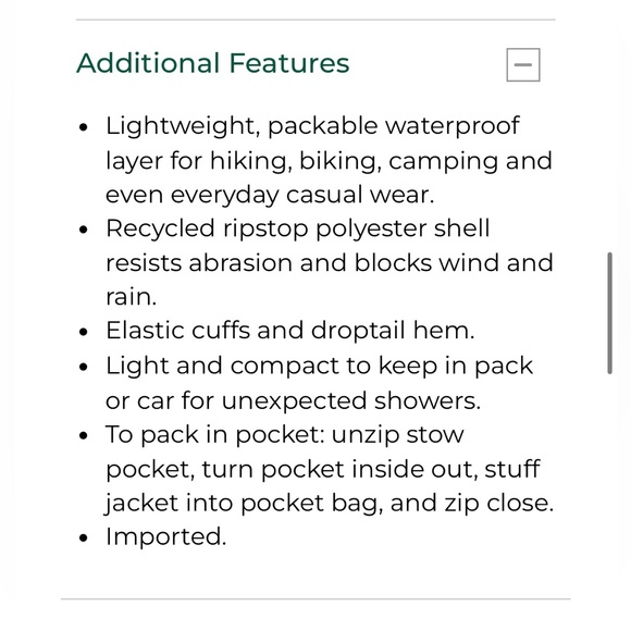 L.L. Bean Packable Rain Jacket - Picture 16 of 16